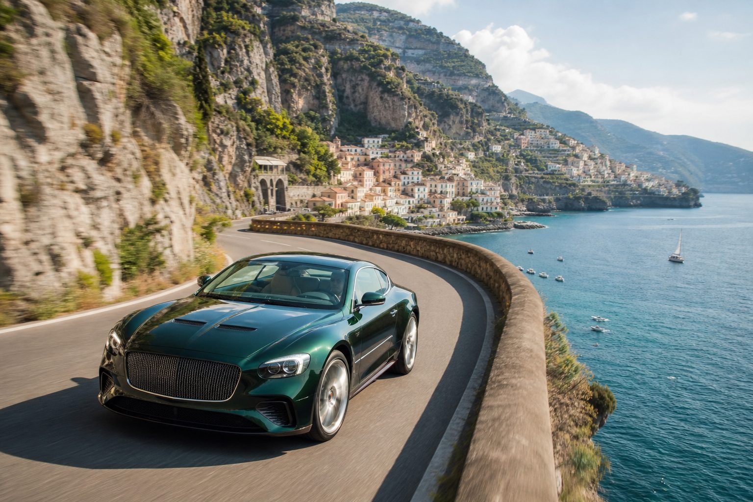 Granturismo su una strada costiera italiana
